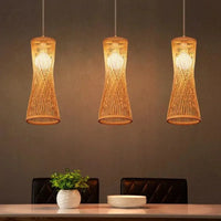 Lustre en bambou de style chinois, tissé à la main