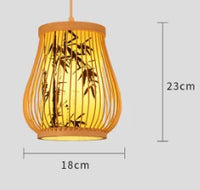 Lustre en bambou de style chinois, tissé à la main