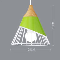 Suspension Nordik en métal coloré et bois