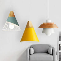 Suspension Nordik en métal coloré et bois