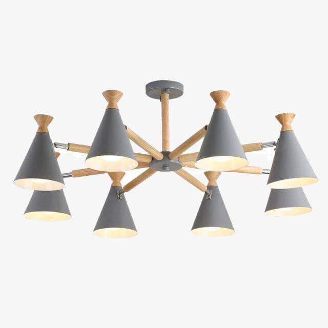 Lustre contemporain à LED en bois et métal coloré