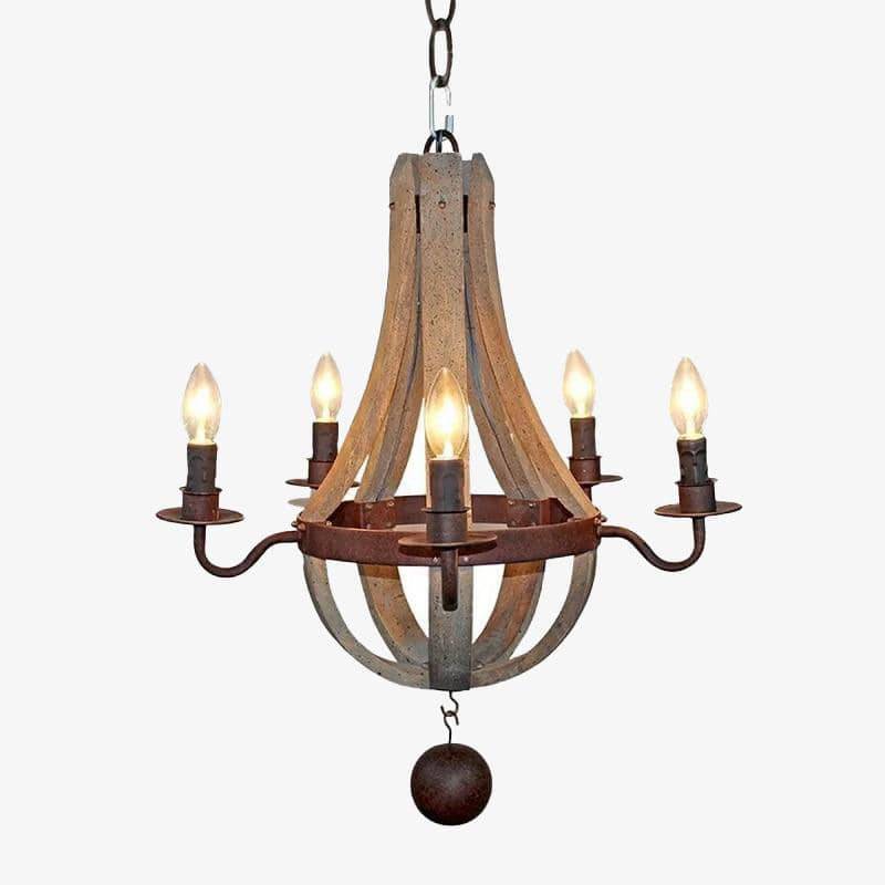Lustre rustique LED en bois - Country Chic