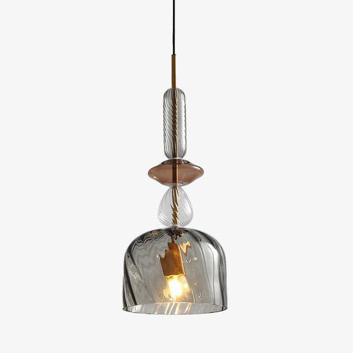 Suspension Lumineuse à LED Verre Coloré Effet Brossé - Café