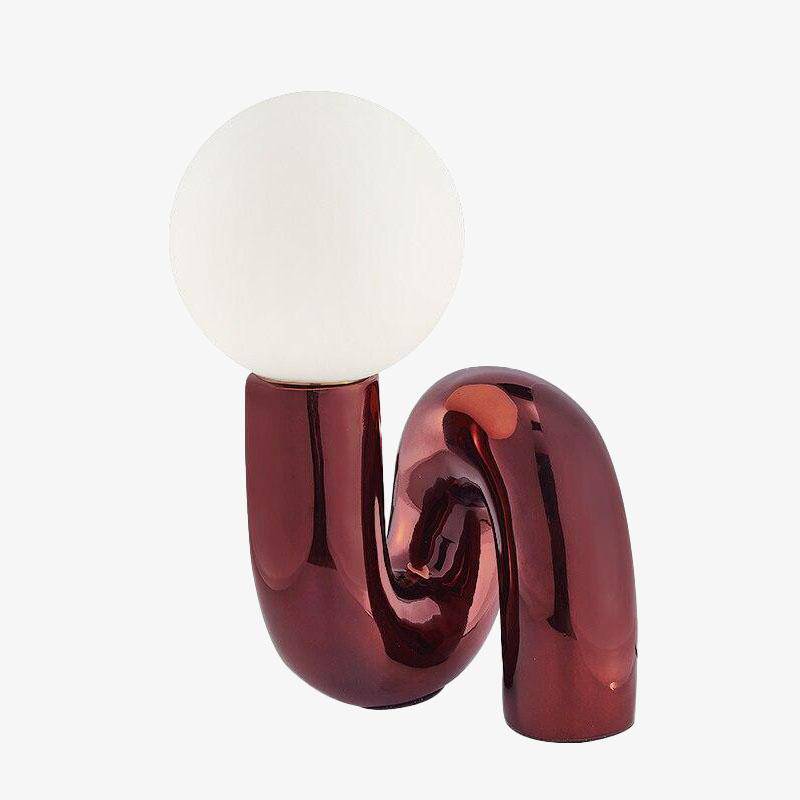 Lampe à Poser Design LED Rouge avec Boule Verre Mao