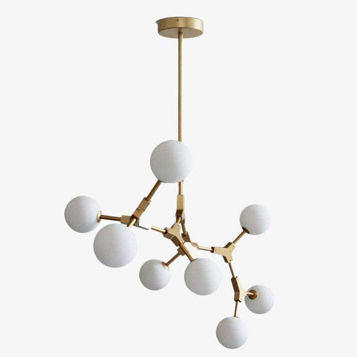 Suspension LED Loft en métal doré et boules de verre