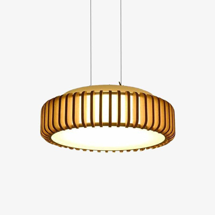 Suspension LED design en bois avec disque d'abat-jour Hang