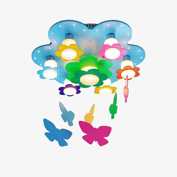 Plafonnier LED Fleur Multicolore pour Enfant