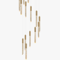 Lustre en Or Moderne LED pour Escalier en Cristal Spirale