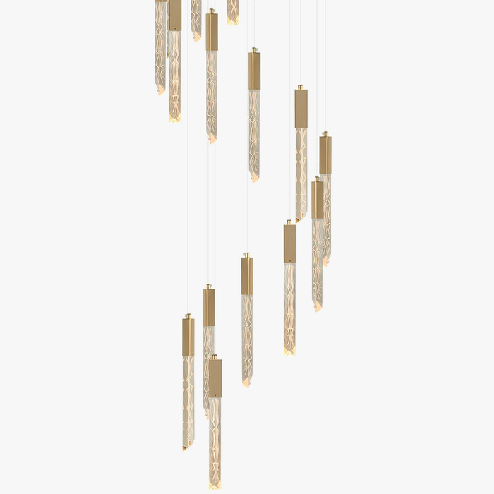 Lustre en Or Moderne LED pour Escalier en Cristal Spirale