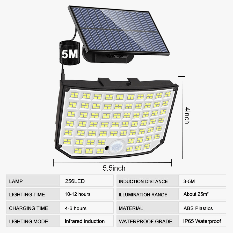 Projecteurs solaires LED Ultra Bright 256 avec télécommande - Étanche IP65 - 3 Modes - Décoration de jardin