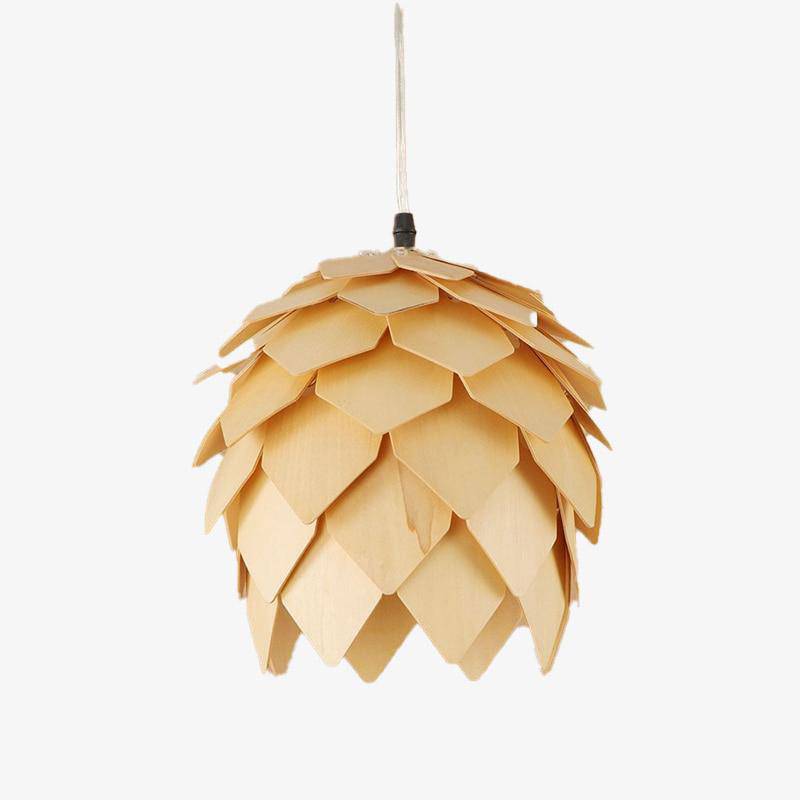Suspension LED en bois en forme fleur naturelle