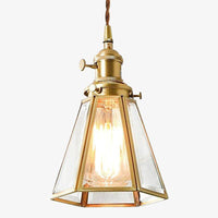 Suspension Vintage à LED dorée et verre cage