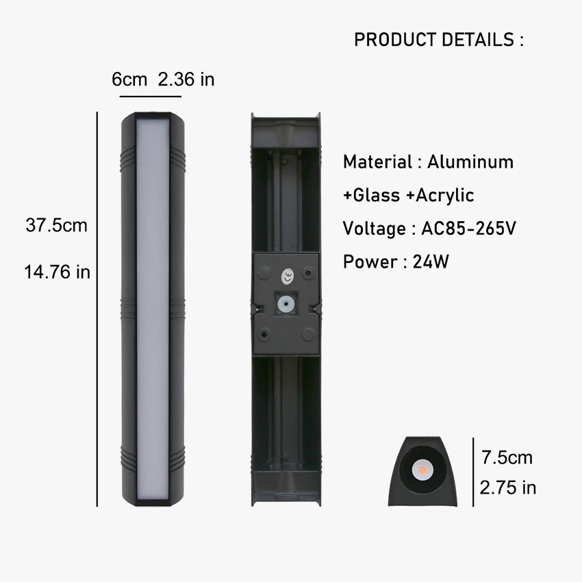 Applique murale LED en aluminium - Longueur 37 CM