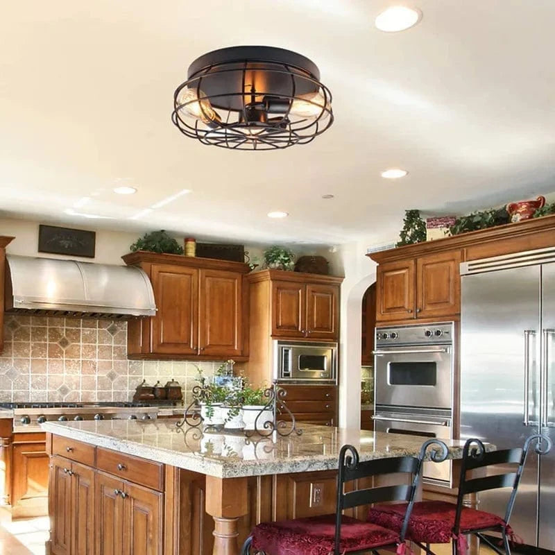 3 têtes Loft Vintage - Lumière industrielle pour couloir, porche, chambre - Plafonnier salon - Lampe lanterne | Marco Lucetti Noir sans ampoule