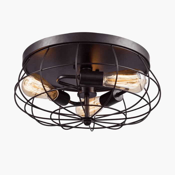 3 têtes Loft Vintage - Lumière industrielle pour couloir, porche, chambre - Plafonnier salon - Lampe lanterne | Marco Lucetti Noir sans ampoule
