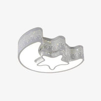 Plafonnier LED Enfant Lune Étoile - Blanc et Gris
