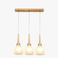 Suspension Design Bois LED & Abat-jour Verre Creative