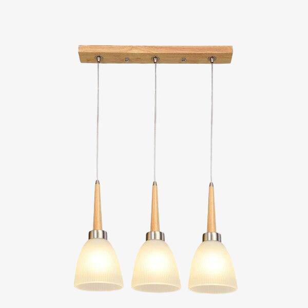 Suspension Design Bois LED & Abat-jour Verre Creative