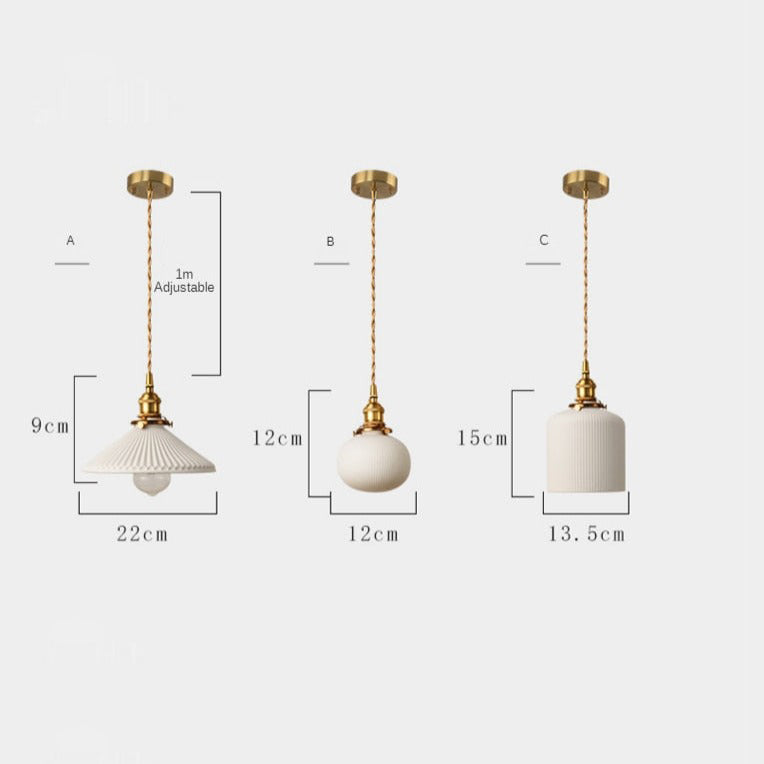 Suspension rétro Letten en céramique blanc