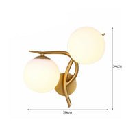 Applique murale LED design Croisée avec boule de verre (noir ou doré)