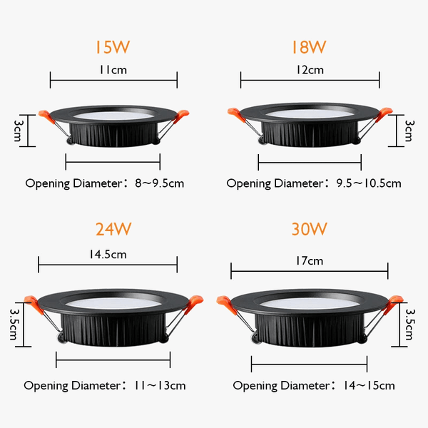 Plafonnier encastré LED Downlight - 6 pièces disponibles - Blanc chaud/froid - AC220V-240V