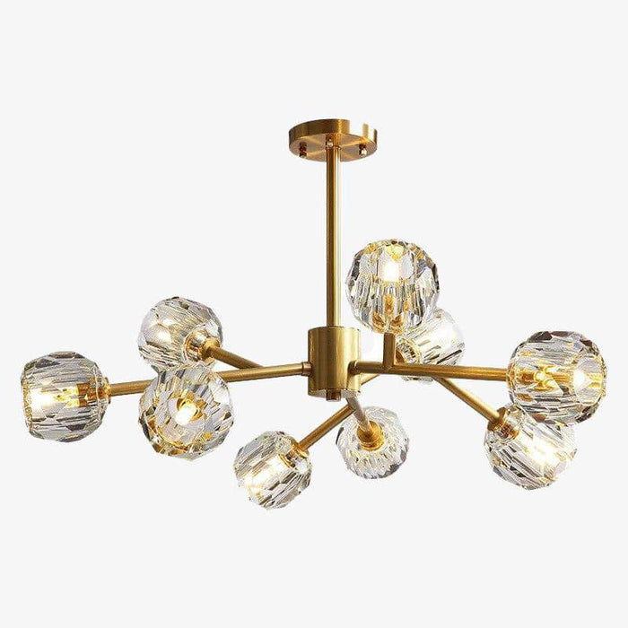 Lustre Luxe LED doré avec boule en cristal