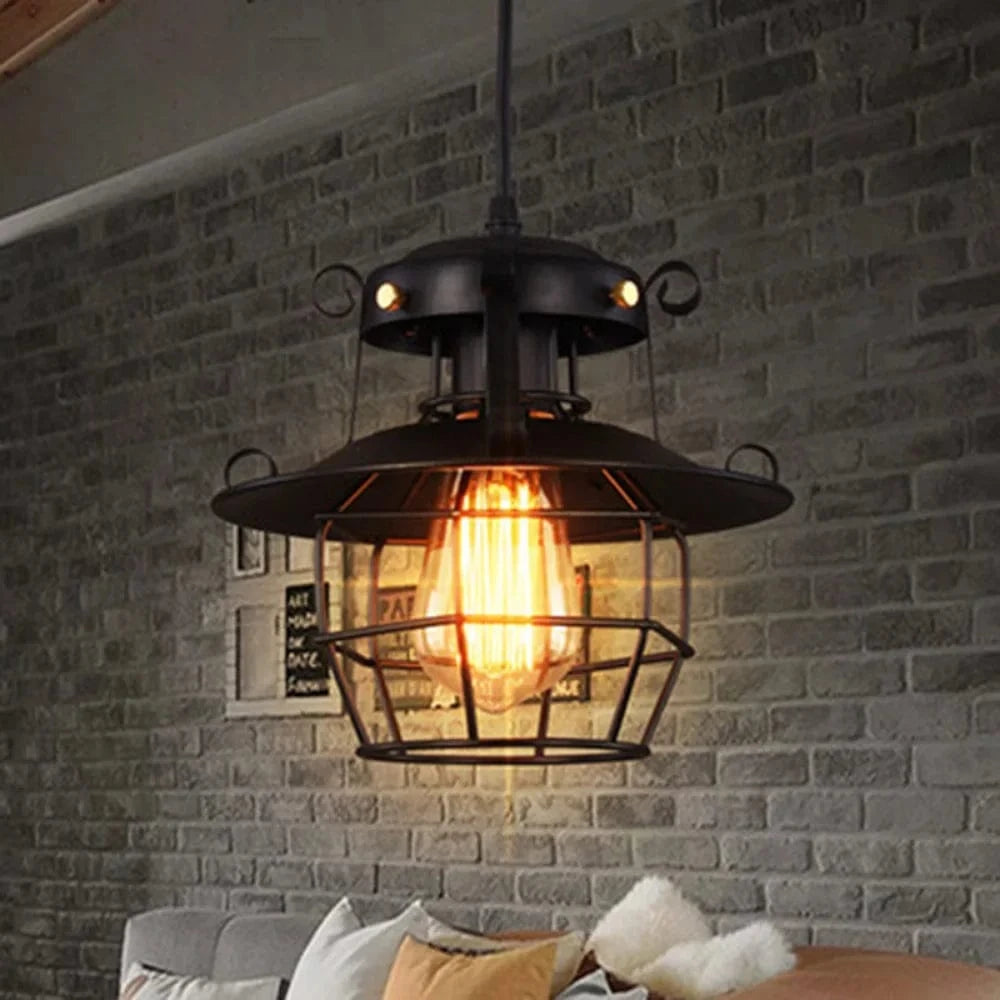 Suspension veilleuse vintage en métal - Collection Industrielle Nordique