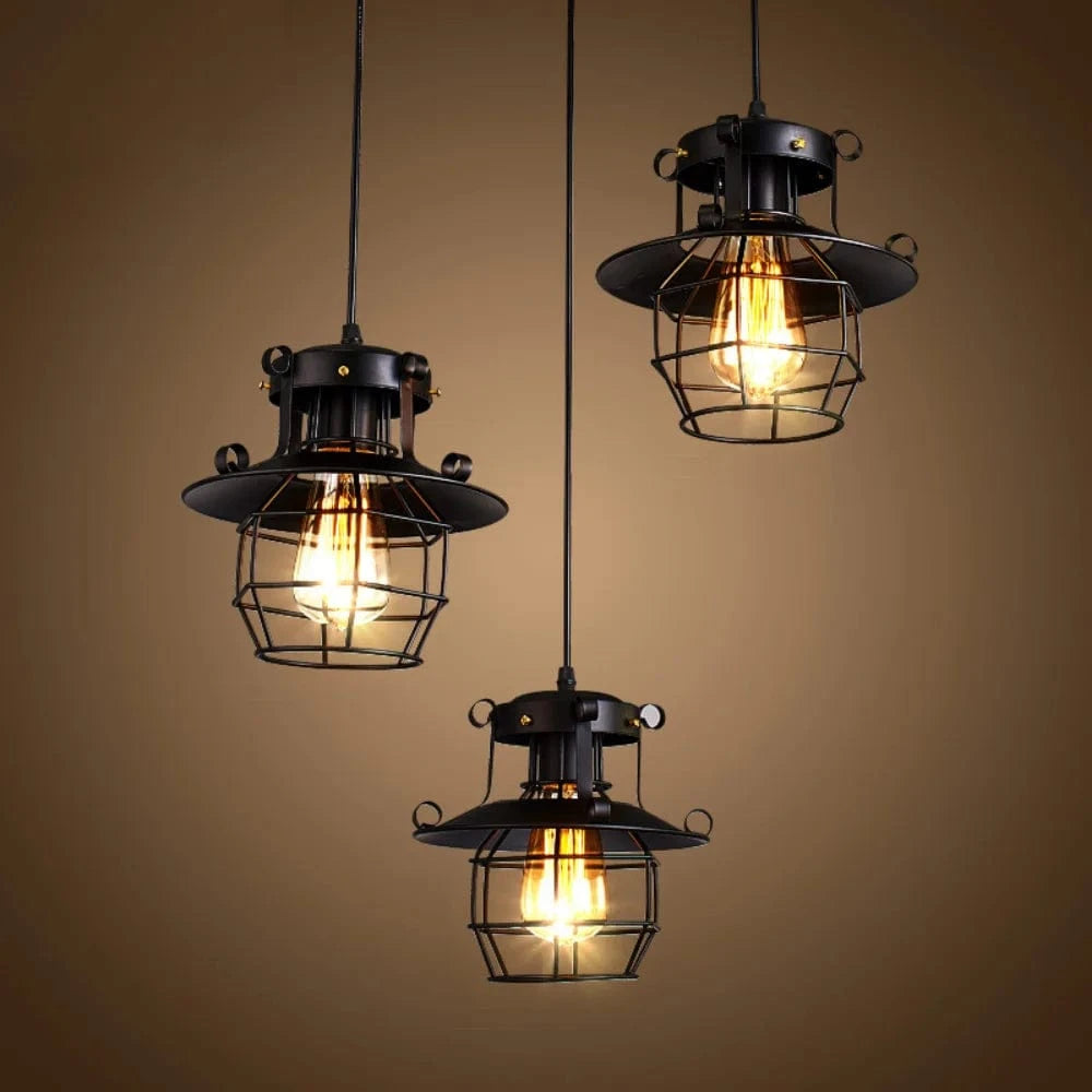 Suspension veilleuse vintage en métal - Collection Industrielle Nordique