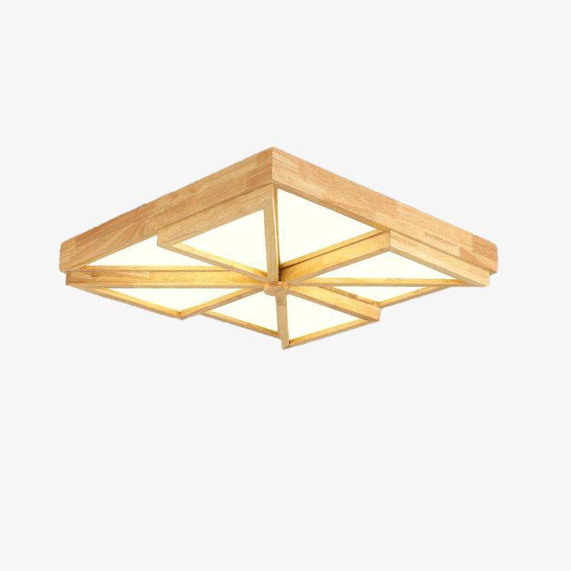 Plafonnier bois carré & triangles.
