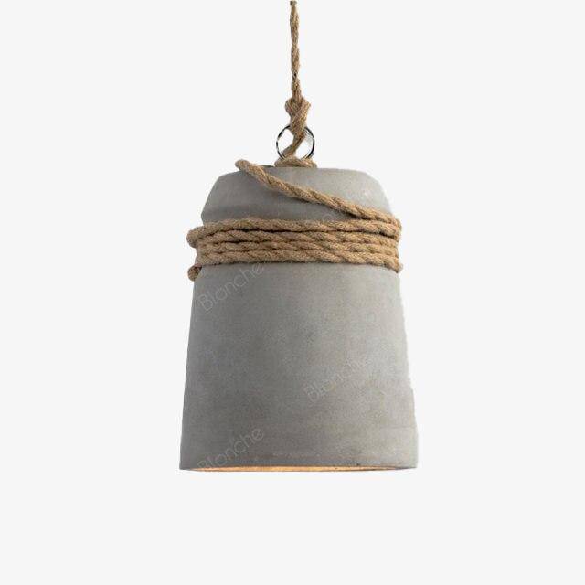 Suspension LED design en ciment avec corde trendy