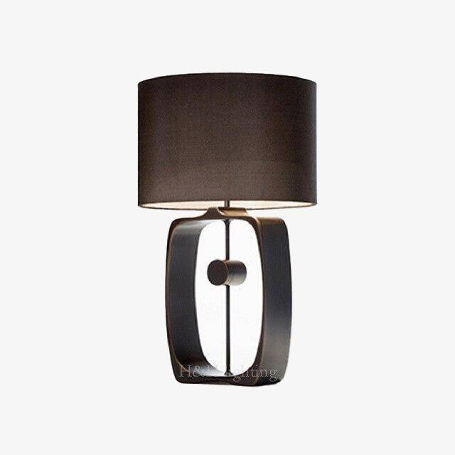 Lampe à poser LED design noir avec abat-jour rond