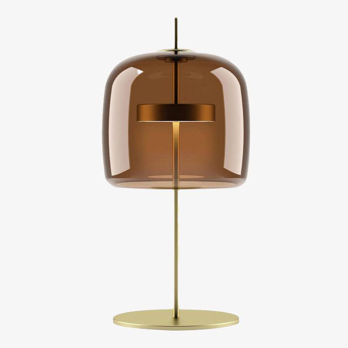 Lampe à poser Design LED Doré - Abat-Jour Verre Rétro