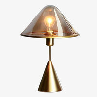 Lampe à poser design LED - Socle conique métal doré