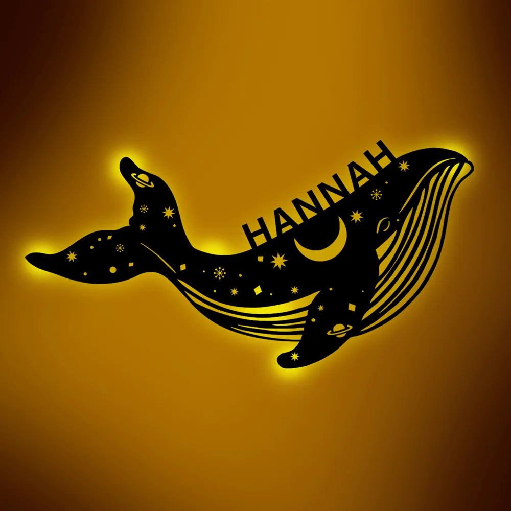 Applique murale LED USB personnalisée "Whale Glow"