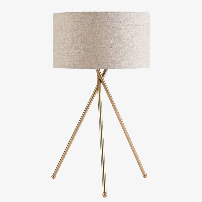 Lampe à poser dorée avec abat-jour en tissu