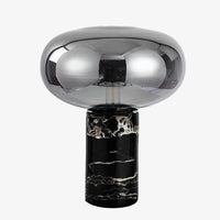 Lampe Domino LED en marbre et verre coloré
