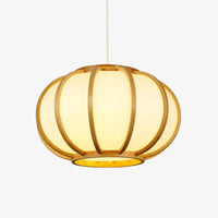 Suspension LED en bambou avec abat-jour rond japonais