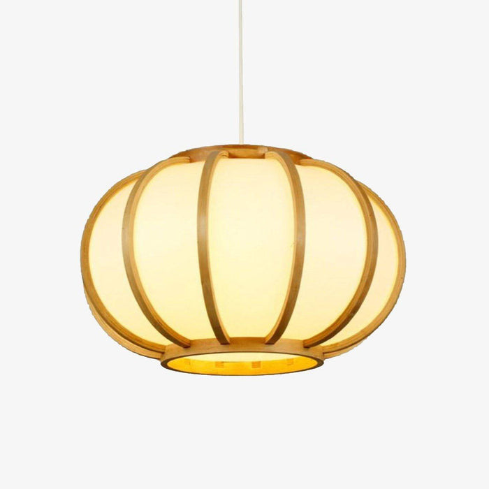 Suspension LED en bambou avec abat-jour rond japonais
