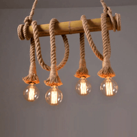 Suspension lumineuse Rustik avec support bambou et cordage