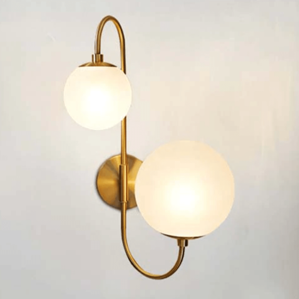 Applique murale LED Double Boule Verre Dorée