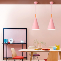 Bar - Suspension conique design en métal coloré et bois