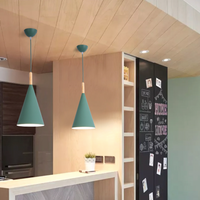Bar - Suspension conique design en métal coloré et bois