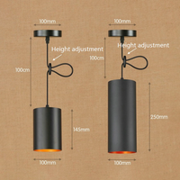Suspension LED Vintage en Cylindre Noir