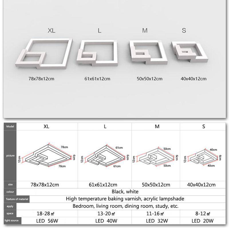 Plafonnier LED GEO noir/blanc (différentes tailles)