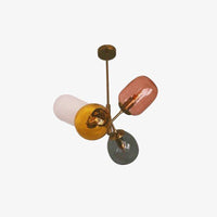 Suspension LED en verre avec 3 abat-jours colorés