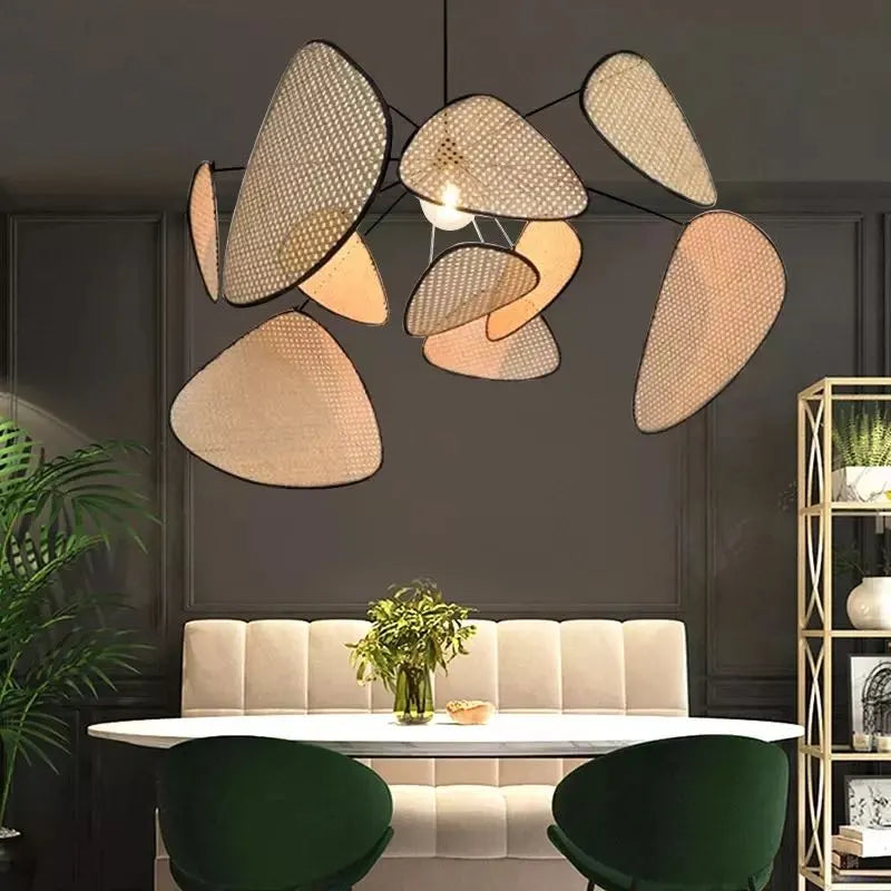 Lustre Créatif en Rotin Bambou Osier Design Handmade