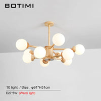 Lustre en Bois et Verre LED pour Salle à Manger et Hall