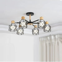 Plafonnier LED Vintage en bois noir pour salon chambre cuisine