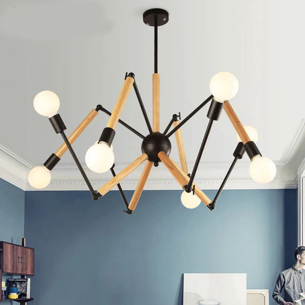 Lustre En Bois Massif Moderne - Lampe Araignée Créative Post-Moderne