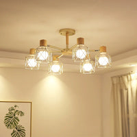 Plafonnier LED Vintage en bois noir pour salon chambre cuisine
